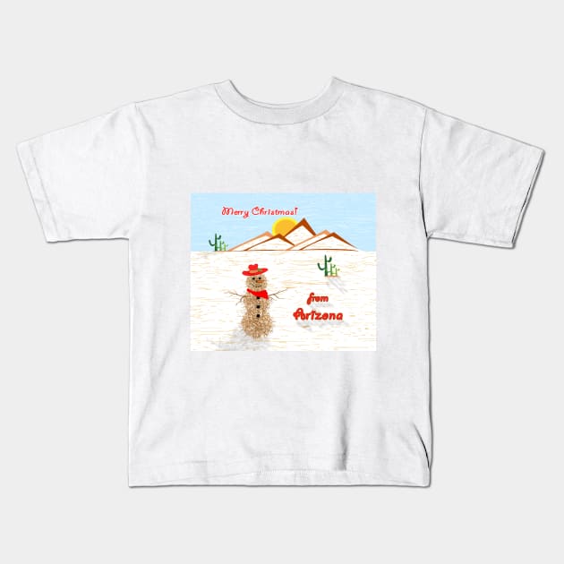 Arizona Tumbleweed Snowman Kids T-Shirt by 2HivelysArt